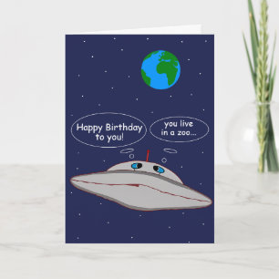 Tarjeta Regalo divertido de cumpleaños de nave espacial al