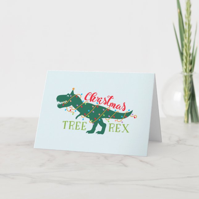 Tarjeta Regalo divertido de dinosaurio T-Rex de Navidad (Anverso)