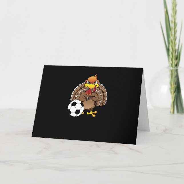 Tarjeta Regalo Divertido de Fútbol de Pavo de Acción de Gr (Anverso)