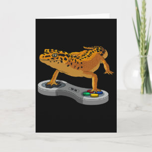Tarjeta Regalo divertido de gecko leopardo y dragón barbud