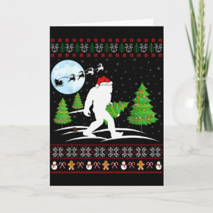 Tarjeta Regalo divertido de Navidad de Bigfoot Gorro de Sa