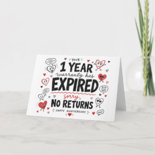 Tarjeta Regalo divertido del 1er aniversario con corazón d