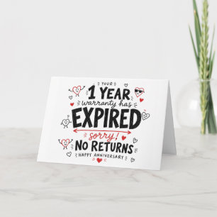 Tarjeta Regalo divertido del 1er aniversario con corazón d