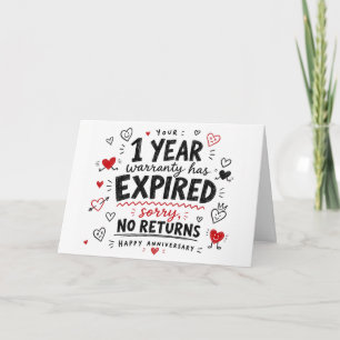 Tarjeta Regalo divertido del 1er aniversario con corazón d
