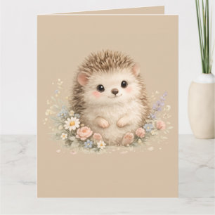 Tarjeta Regalo floral Cottagecore de erizo Kawaii