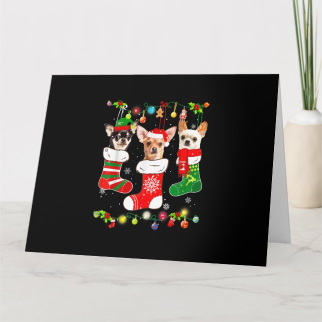 Tarjeta regalo luces navideñas chihuahua divertido perro n (Anverso)