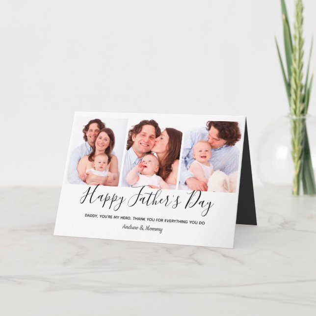 Tarjeta Regalo moderno de papá Dadá 3 Collages de fotos de (Anverso)