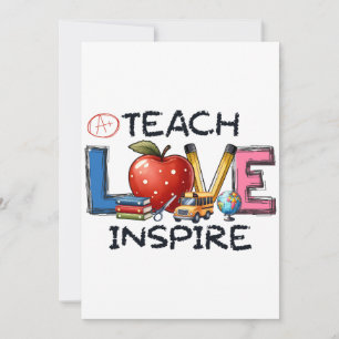Tarjeta Regalo para maestros Enseñar Amor Inspirar