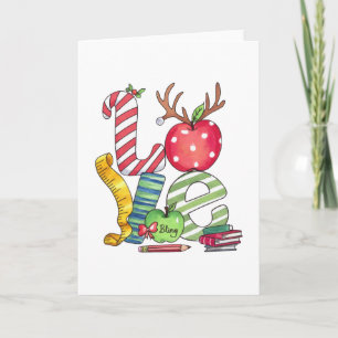 Tarjeta Regalo para maestros Lápiz de manzana de amor