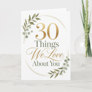 Tarjeta Regalo personalizado de 30 cosas que amamos de ti