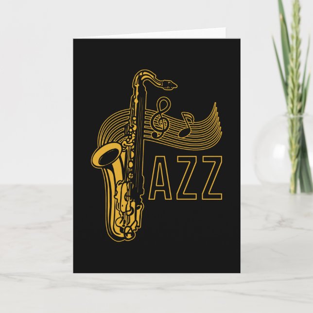 Tarjeta Regalo saxofonista de jazz (Anverso)