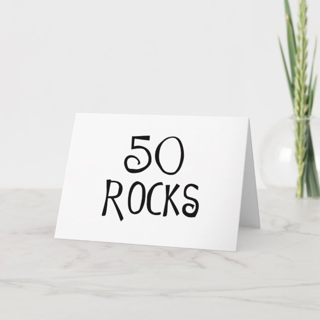 Tarjeta regalos de 50 años, 50 ROCKS (Anverso)