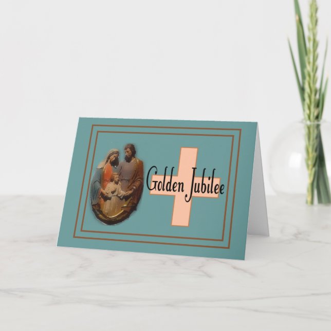 Tarjeta Regalos de aniversario de oro para monjas (Anverso)