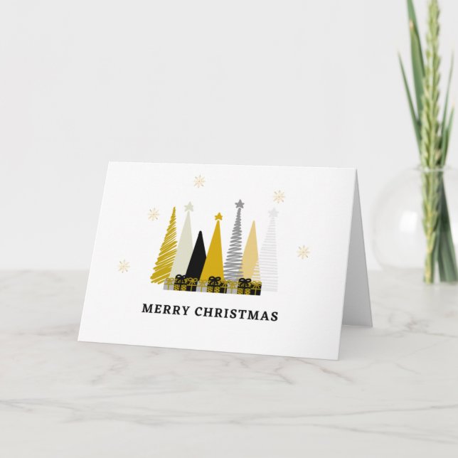 Tarjeta Regalos de árbol de Navidad de oro negro Navidad F (Anverso)