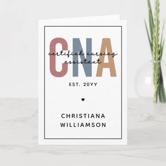 Tarjeta Regalos de Auxiliar de Enfermería Certificados por (Anverso)