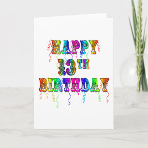 Tarjeta Regalos de cumpleaños 13 con letra de globo circo