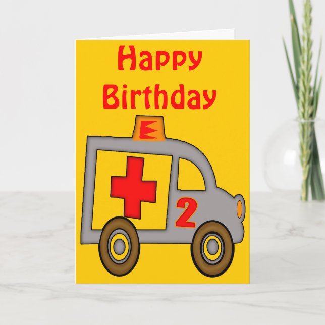 Tarjeta Regalos de cumpleaños 2 de ambulancia (Anverso)