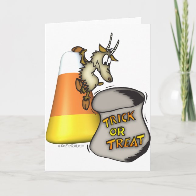 Tarjeta Regalos de Halloween con trucha de cabra o truco (Anverso)