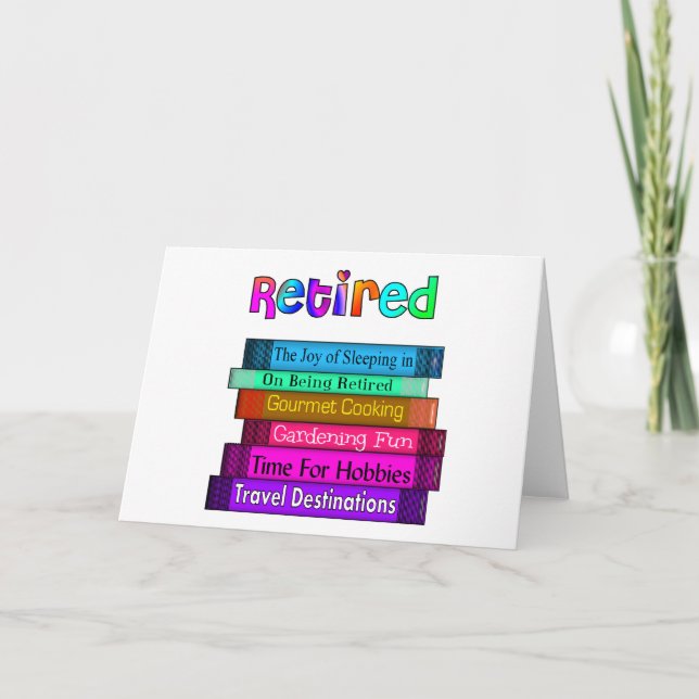 Tarjeta Regalos de Jubilación Diseño de Pila Única de Libr (Anverso)
