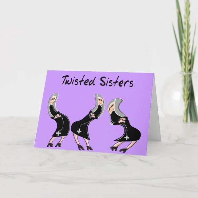 Tarjeta Regalos de monja católica diseño "Twisted Sisters" (Anverso)
