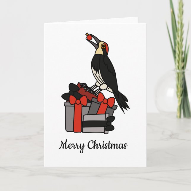 Tarjeta Regalos de Navidad del pájaro carpintero (Anverso)