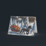 Tarjeta Regalos de Navidades de estilo antiguo llenos de S<br><div class="desc">Un paisaje nevado muestra a un caballo tirando de un trineo lleno de regalos coloridos a través de un bosque de árboles cubiertos de nieve. Se puede cambiar el texto.</div>