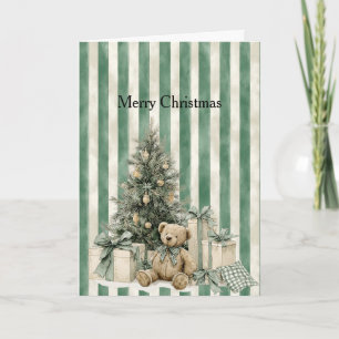 Tarjeta Regalos de osito de peluche de árbol de Navidad co