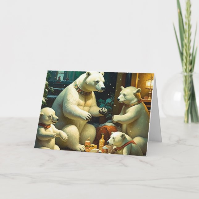 Tarjeta Regalos de oso polar para navidades (Reverso)