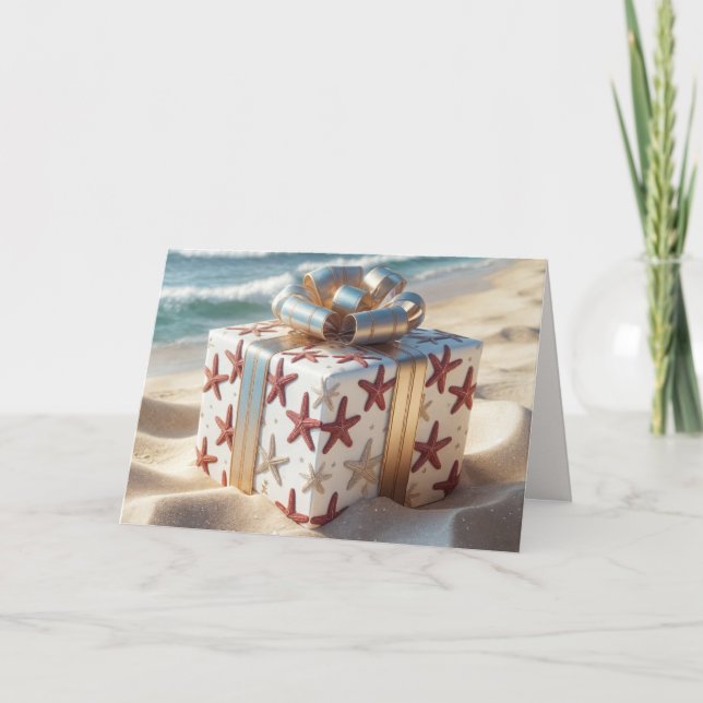 Tarjeta Regalos De Playa Para navidades Con Starfish (Anverso)