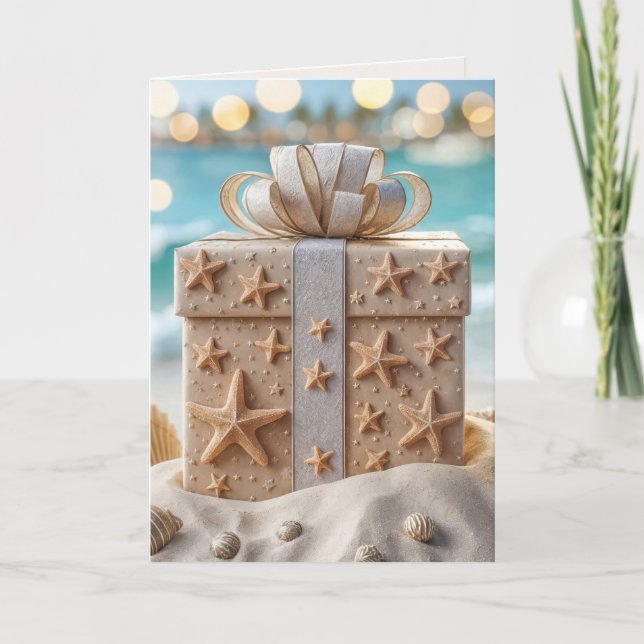 Tarjeta Regalos De Playa Para navidades Con Starfish (Anverso)