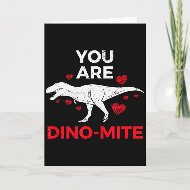 Tarjeta Regalos de San Valentín de dinosaurio T Rex para n (Anverso)