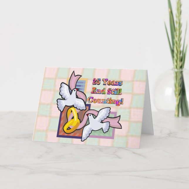 Tarjeta Regalos del 25° Aniversario del Boda (Anverso)