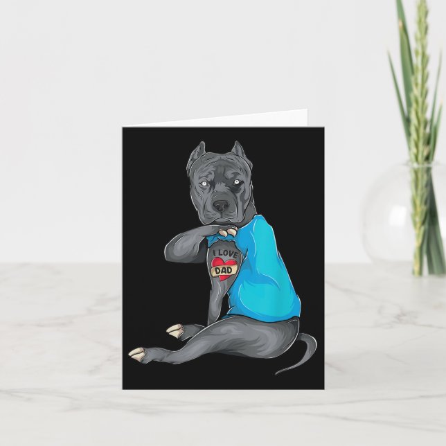 Tarjeta Regalos del Día del Padre Perro Gracioso Pitbull A (Anverso)