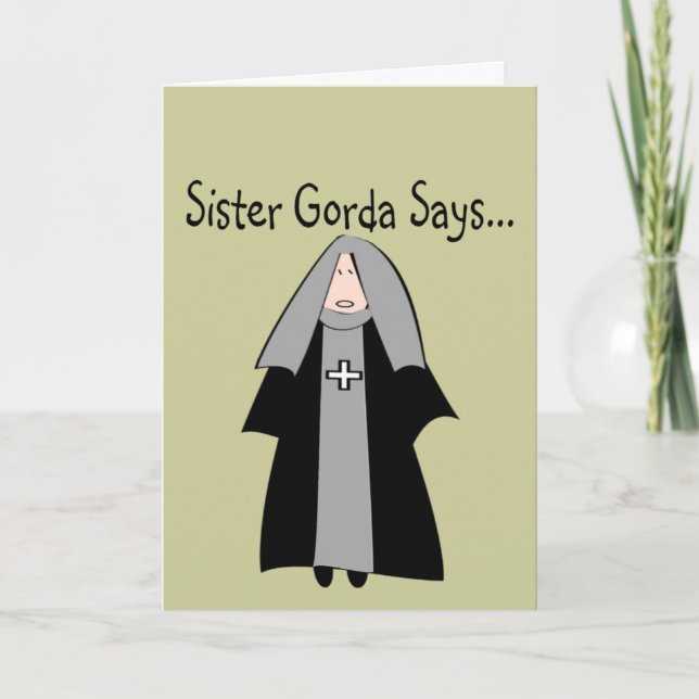Tarjeta Regalos divertidos de monjas católicas, "Hermana G (Anverso)