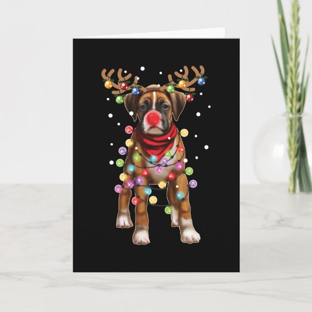 Tarjeta Regalos divertidos de Navidad para perros boxer li (Anverso)