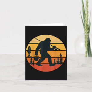 Tarjeta Regalos Divertidos de Pesca Retro Bigfoot Sasquatc