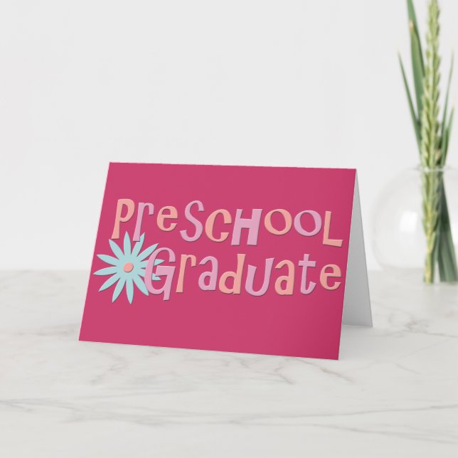 Tarjeta Regalos preescolares de la graduación del chica (Anverso)