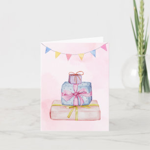 Tarjeta Regalos rosa pastel azul 