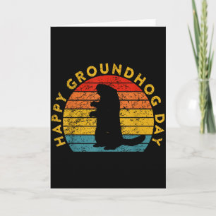 Tarjeta Regalos vintage del día de la marmota al atardecer