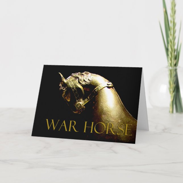 Tarjeta Regalos y saludos de caballos de guerra (Anverso)