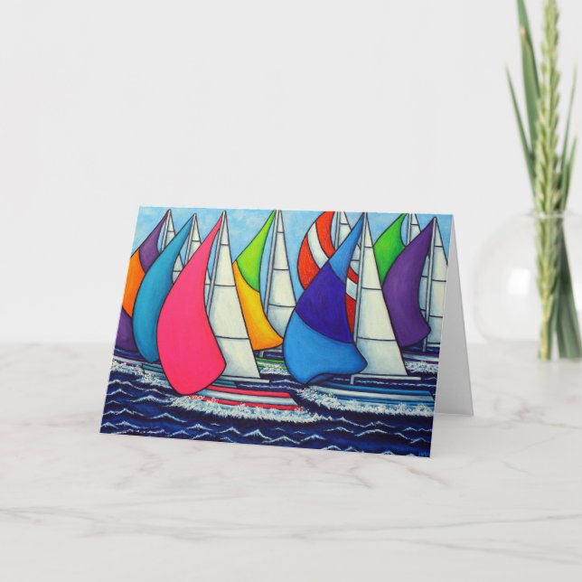 Tarjeta Regatta de Carreras Arcoiris de Lisa Loren (Anverso)
