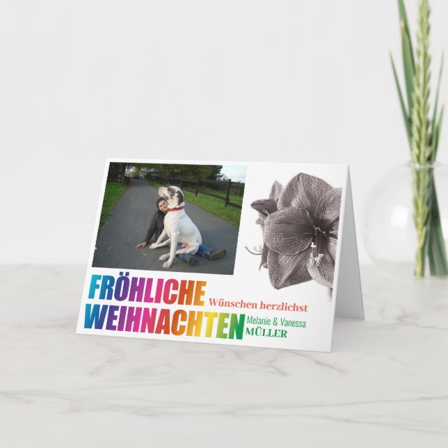 Tarjeta Regenbogenfarben Fröhliche Weihnachten  (Anverso)
