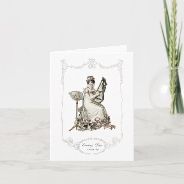Tarjeta Regency Fashion Plate 1819 Notecards Dog Music (Anverso)