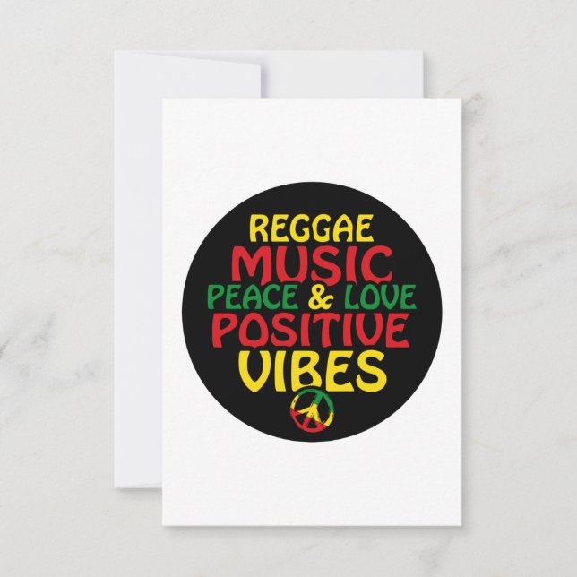 Tarjeta Reggae design with positive quotes and reggae flag (Anverso)
