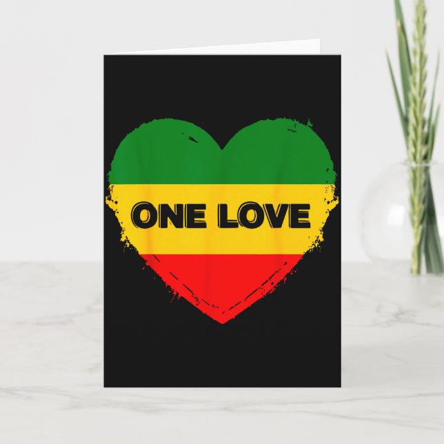 Tarjeta Reggae Heart One Love Rasta Reggae Music Rastafari (Anverso)
