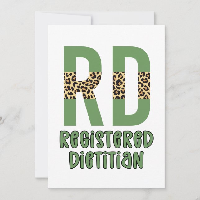 Tarjeta Registered Dietitian Cheetah print RD Gifts (Anverso)