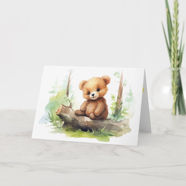 Tarjeta Registro De La Cubo De Oso De Cumpleaños (Anverso)