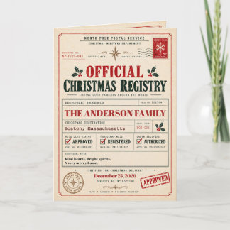 Tarjeta Registro Navideño Vintage del Polo Norte