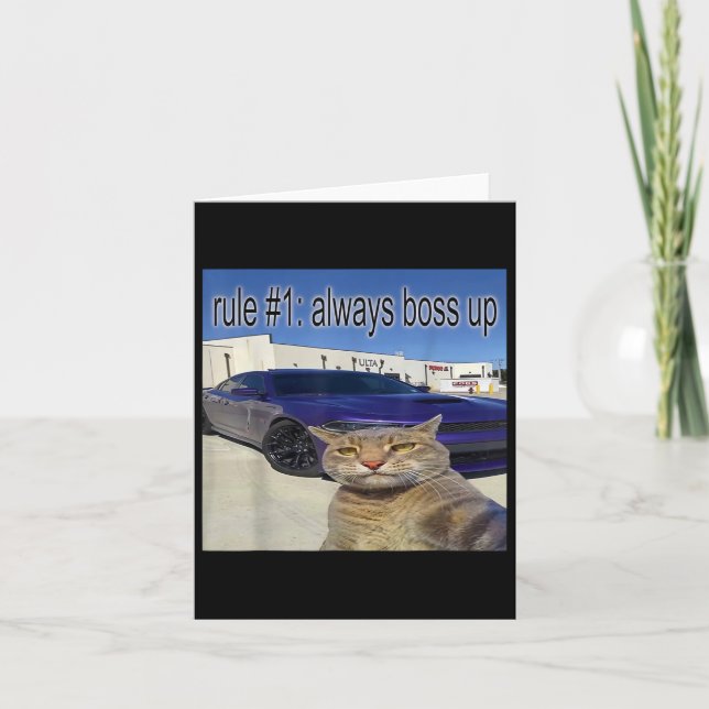 Tarjeta Regla 1 Siempre Jefe Funny Cat Curiosamente Especí (Anverso)