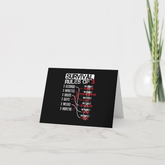 Tarjeta Reglas de supervivencia de los tres - Prueba de sa (Anverso)